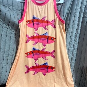 Colorful Fish Print Sleeveless Dress